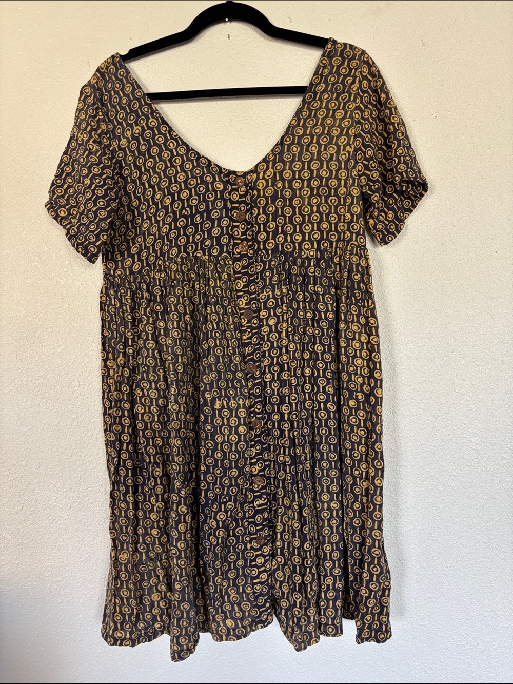 90s baby doll button down all over print Boho hippie